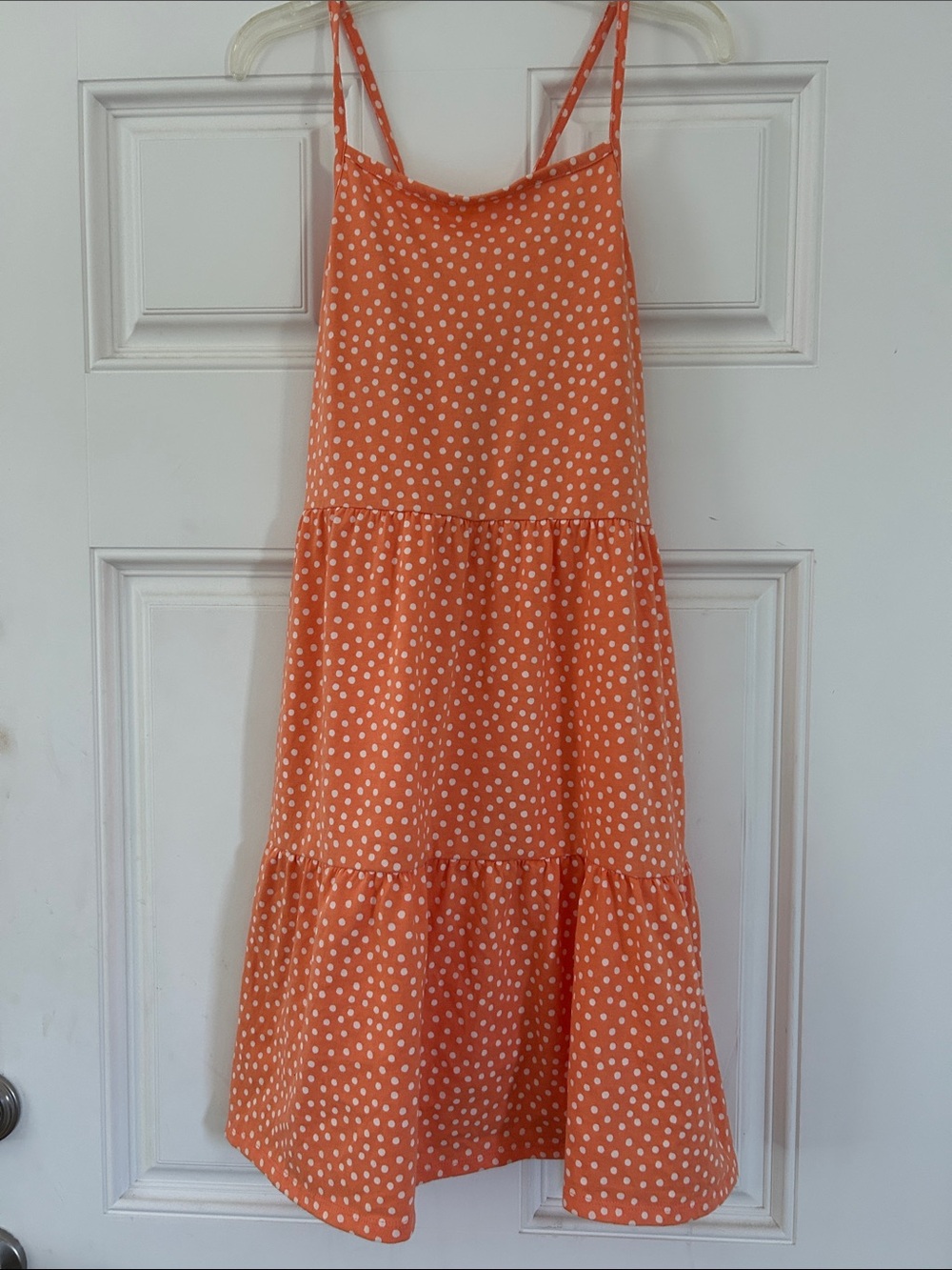 Cat & Jack Orange Polka Dot Tiered Sundress, sSemi New.